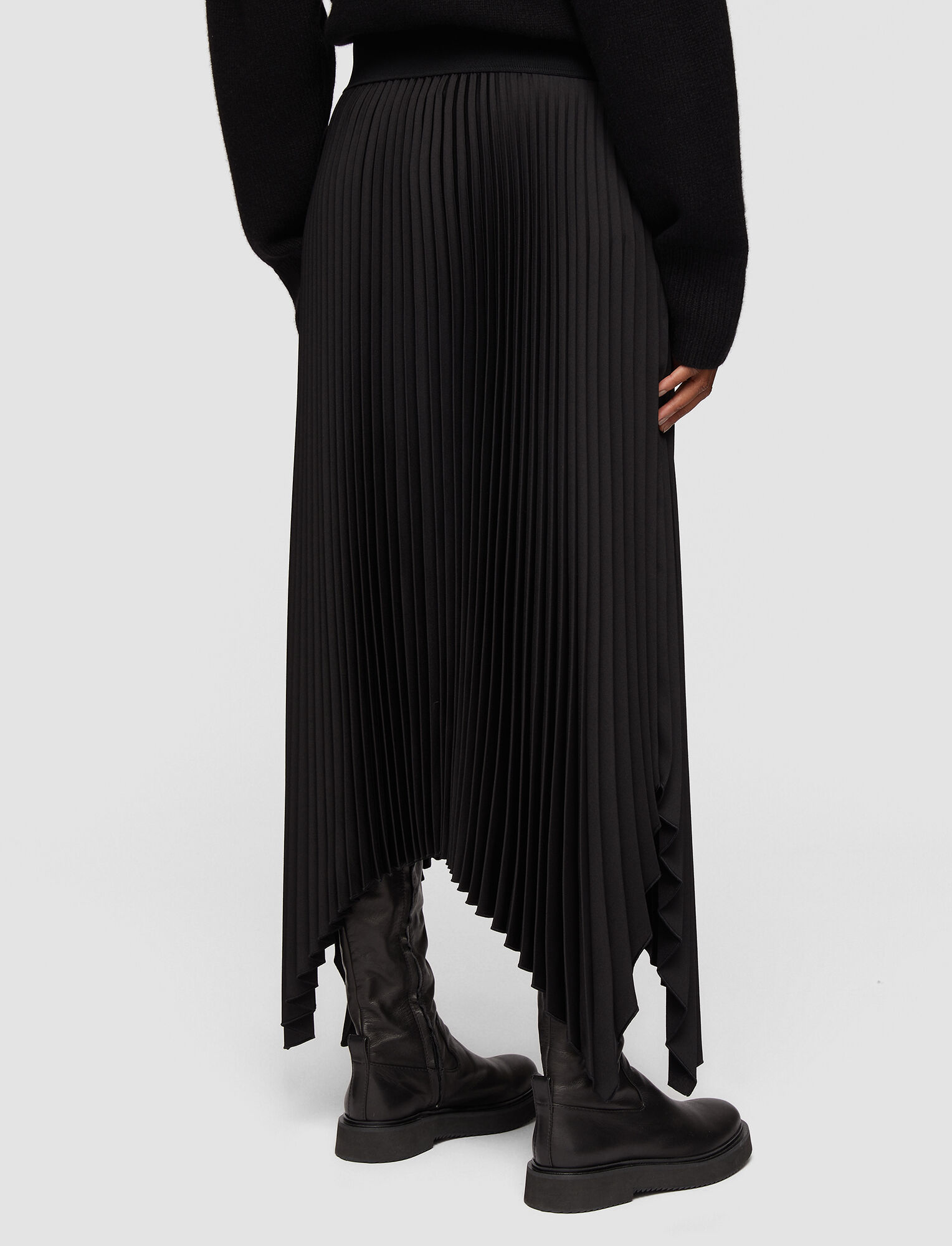 Joseph, Knit Weave Plissé Ade Skirt, in BLACK