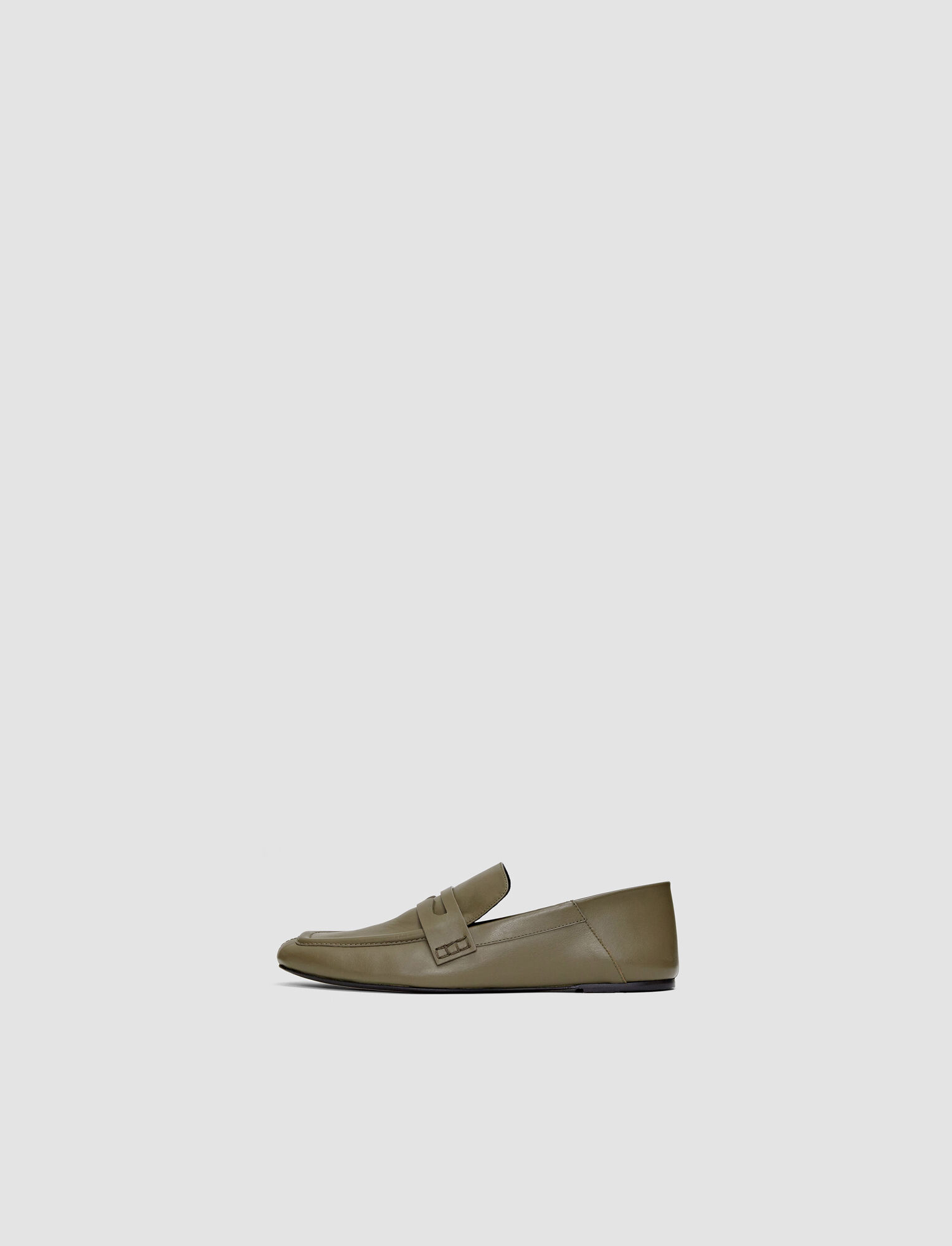 Shop Joseph Leather Loafers In Dark Olive