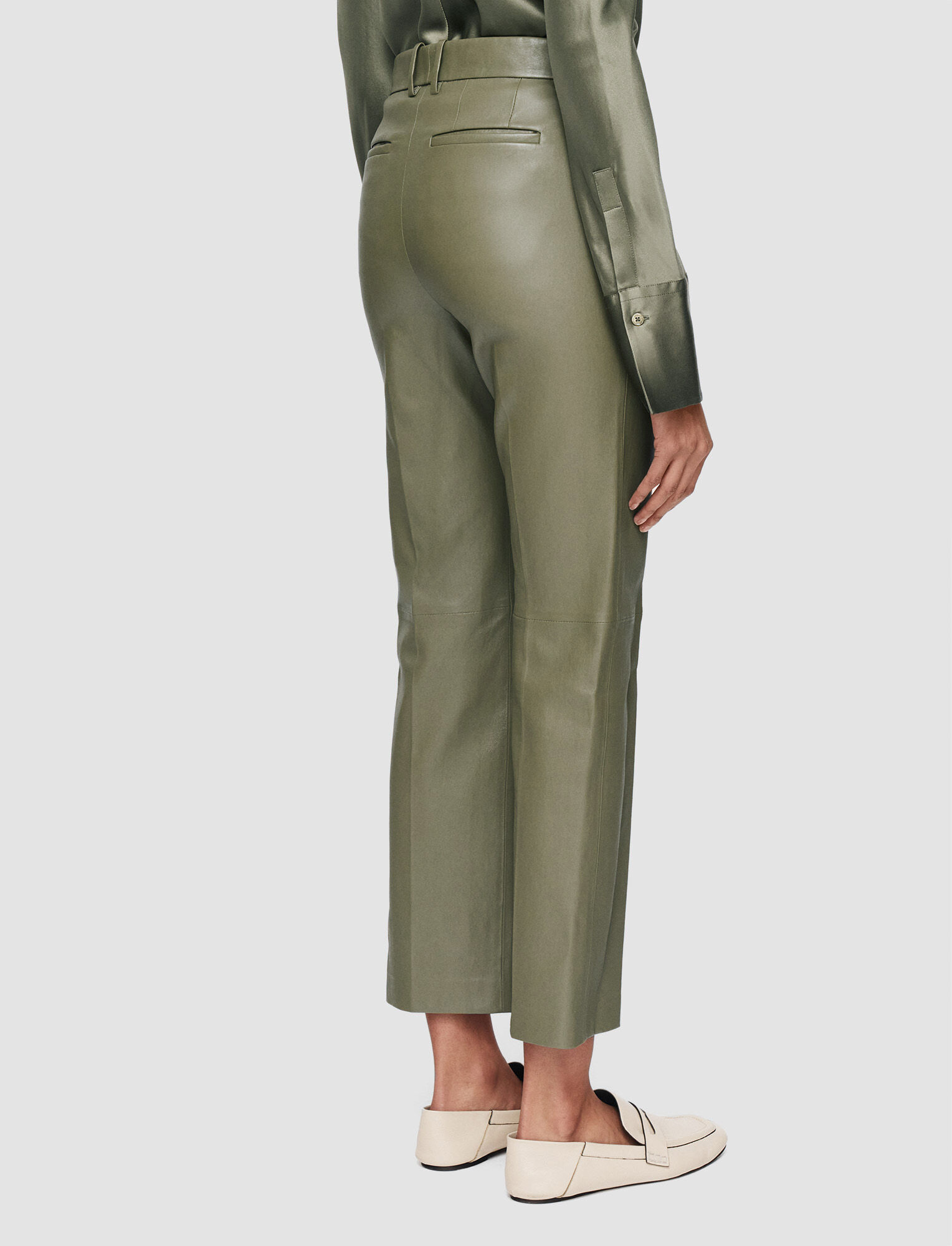 Joseph, Leather Stretch Coleman Trousers, in Dark Olive