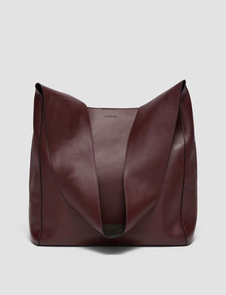 Joseph, Leather Slouch Bag, in Grape