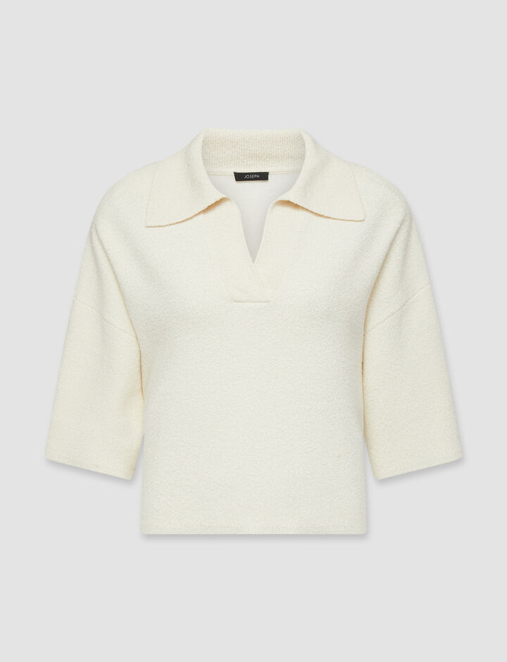 Joseph, Silk Towelling Polo, in Ivory