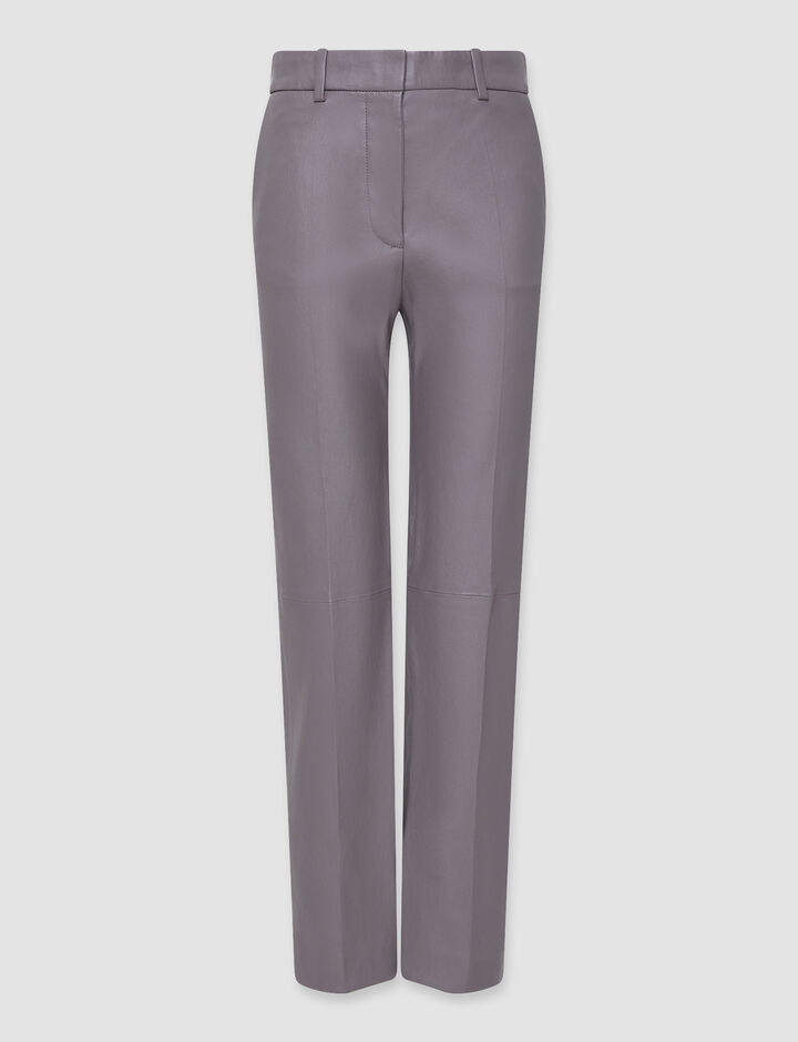 Joseph, Leather Stretch Coleman Trousers, in Mid Grey