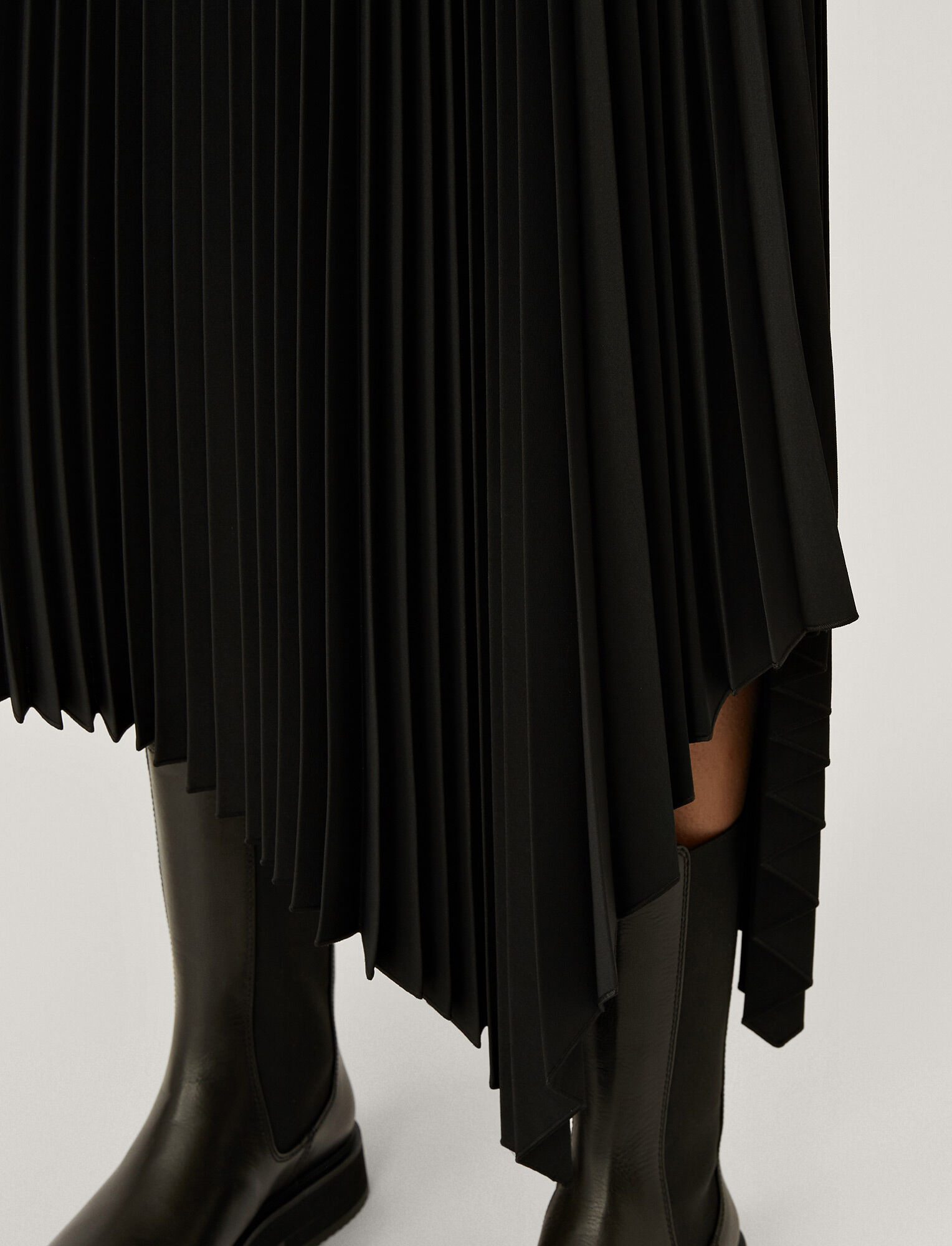 Joseph, Pleated Rib Swinton Skirt, in BLACK
