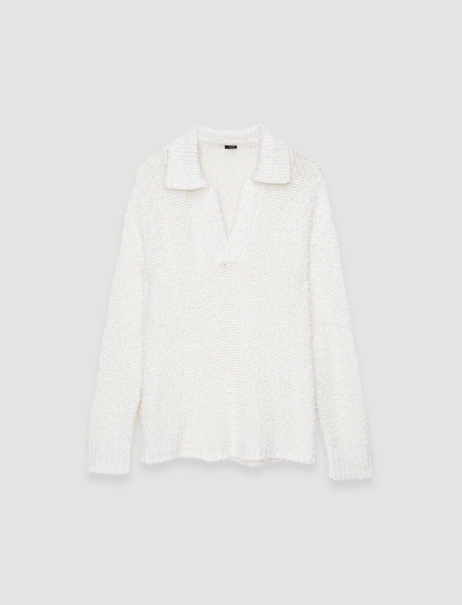 Joseph, Textured Knit Polo Jumper, in Ivory