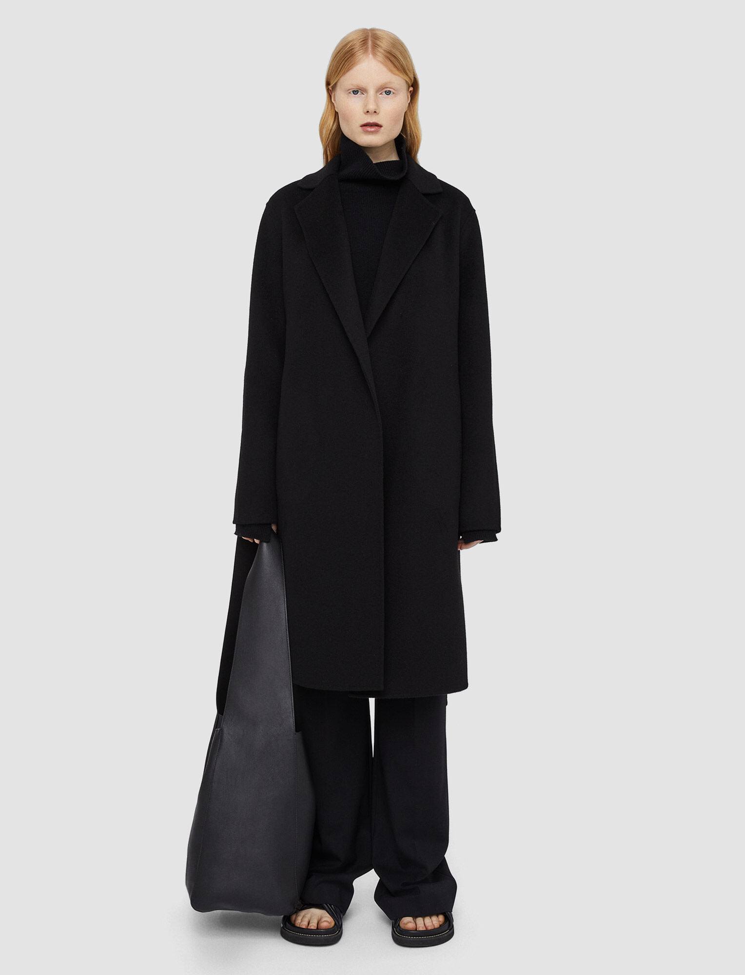 Joseph, Double Face Cashmere Cenda Long Coat, in Black