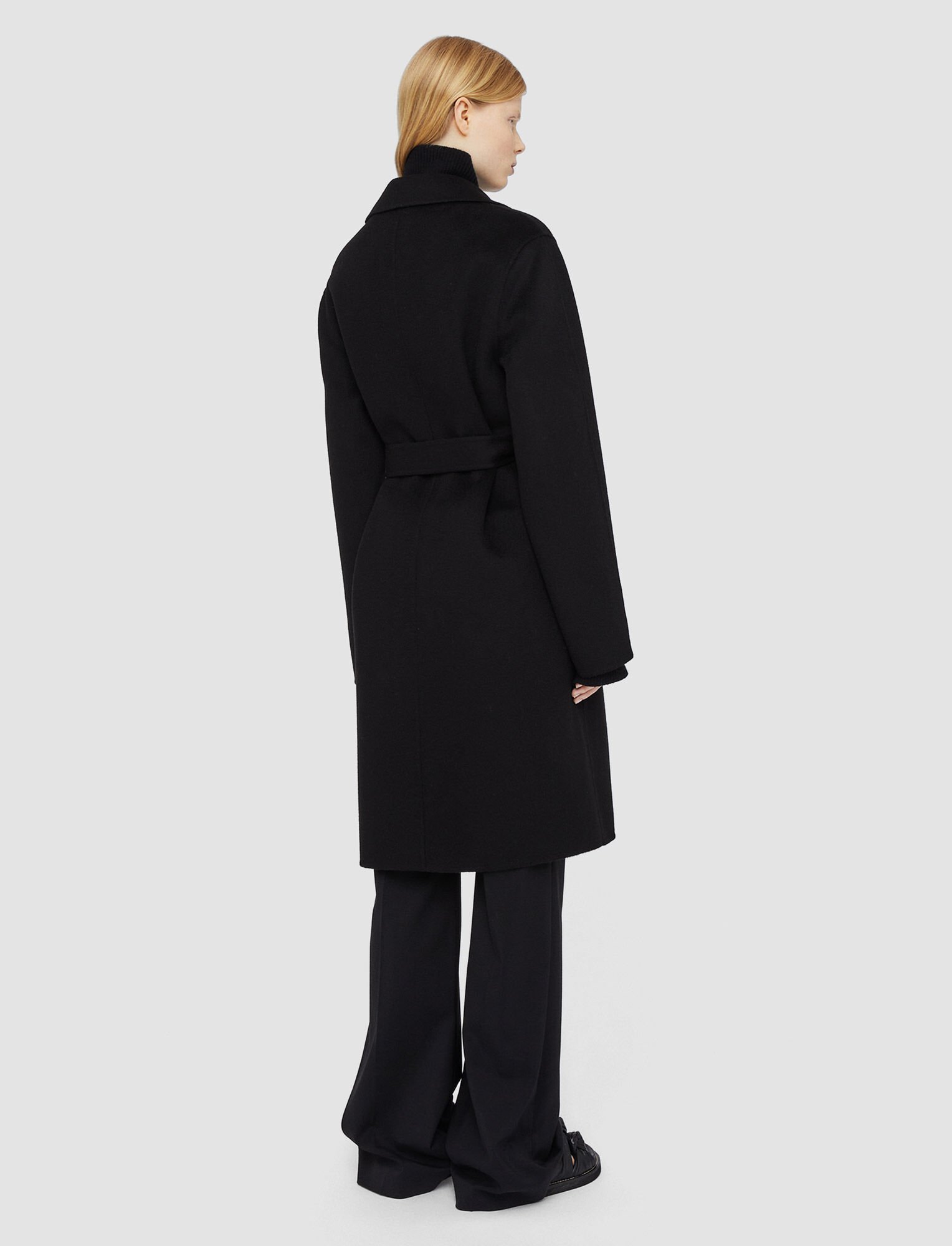 Double Face Cashmere Cenda Long Coat in Black | JOSEPH UK