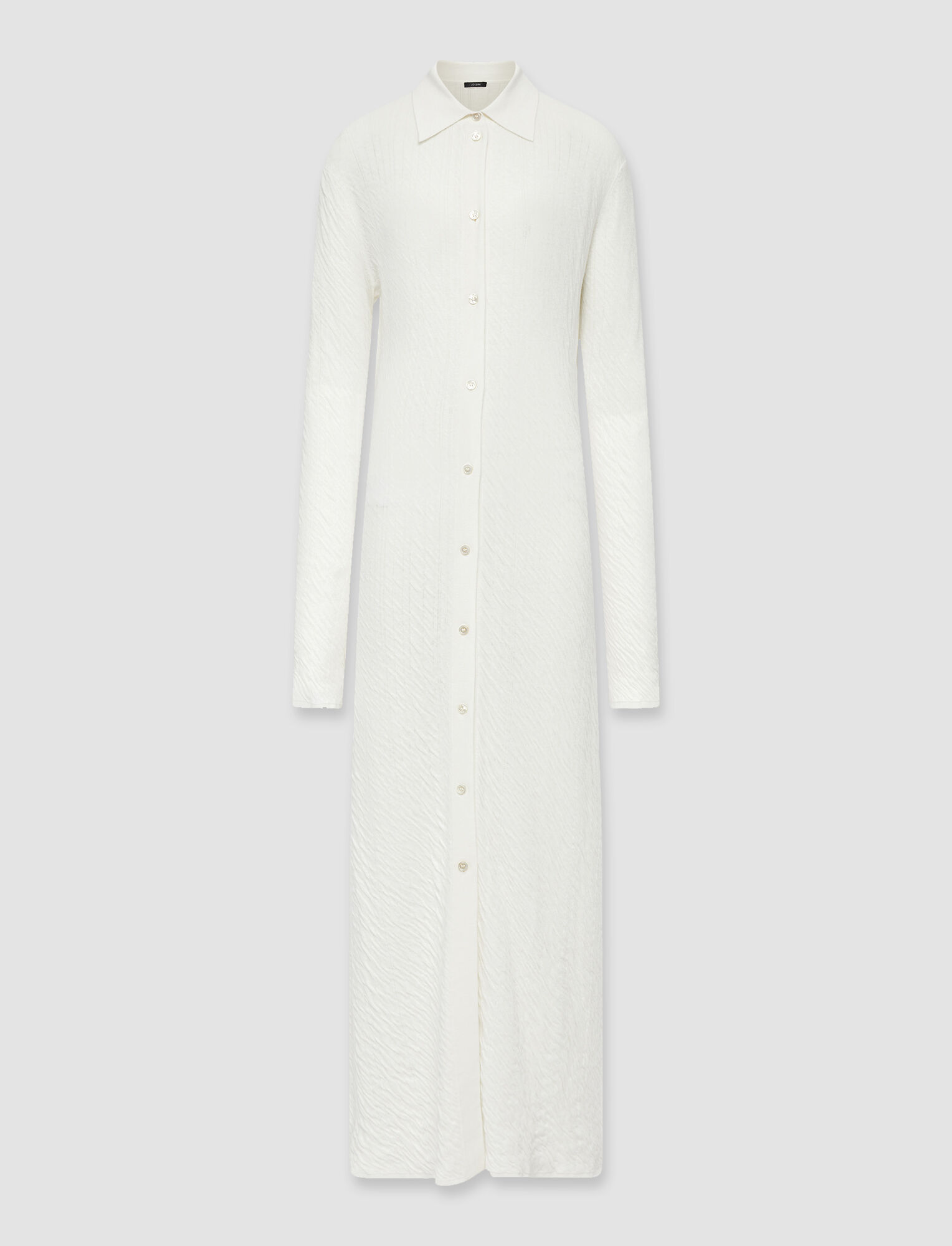 Joseph, Crinkled Cotton Cardigan Dress, in Ivory