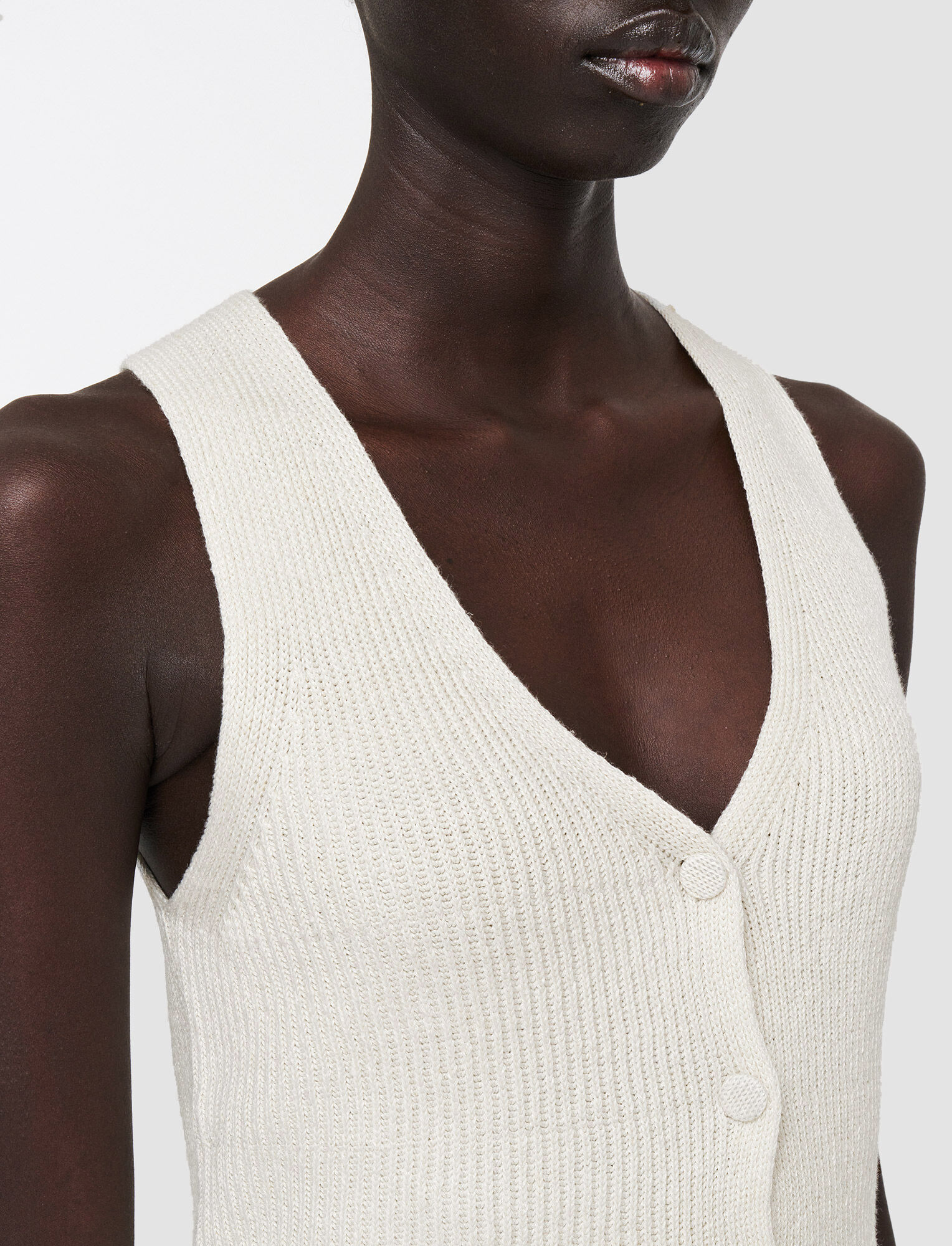 Joseph, Linen Cotton Knitted Vest, in Ivory