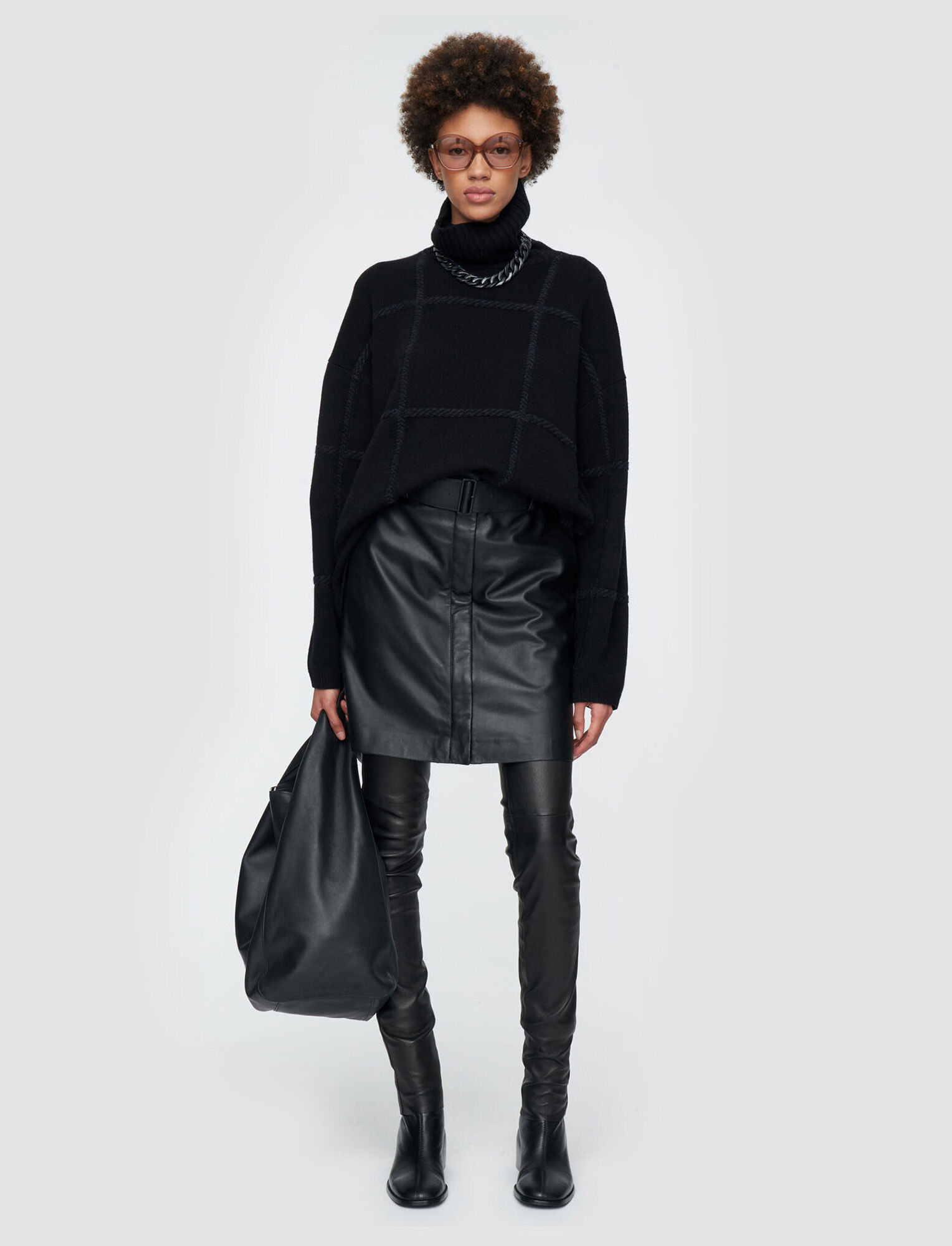 Joseph, Nappa Leather Ivy Skirt, in Black