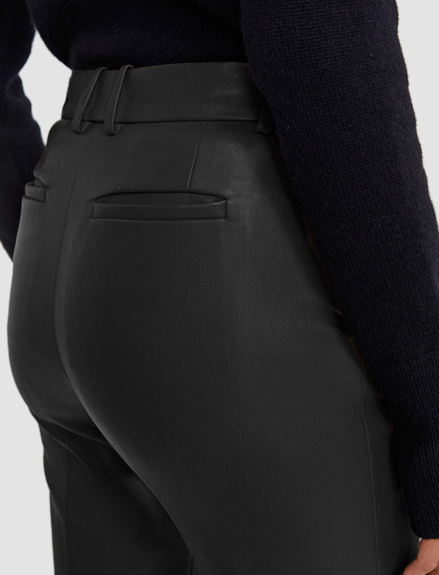 Leather Stretch Coleman Trousers in Black