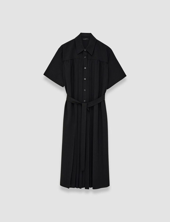 Joseph, Airy Plissé Arcade Dress, in Black