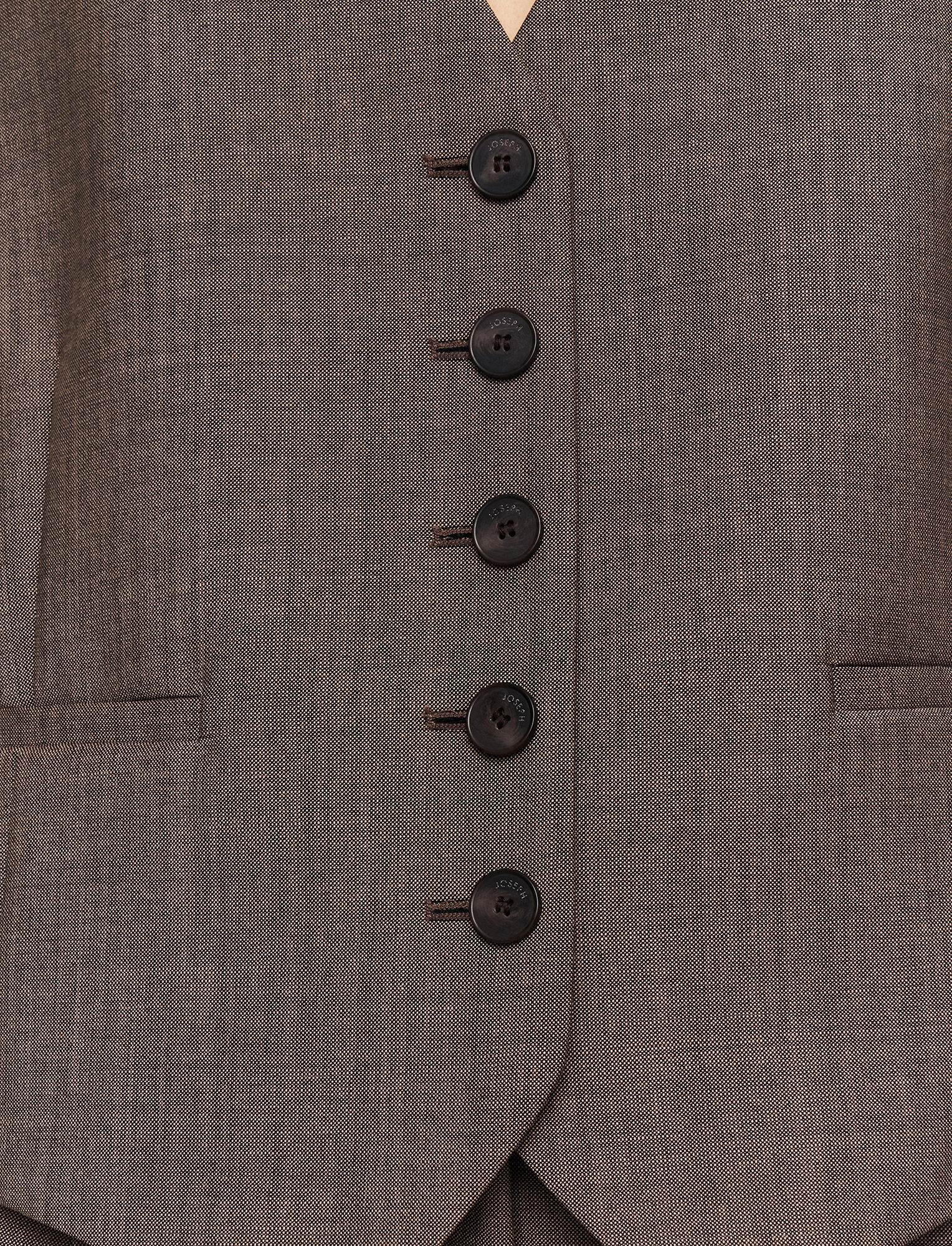 Joseph, Tailoring Wool Kinglake Waistcoat, in Warm Taupe Combo