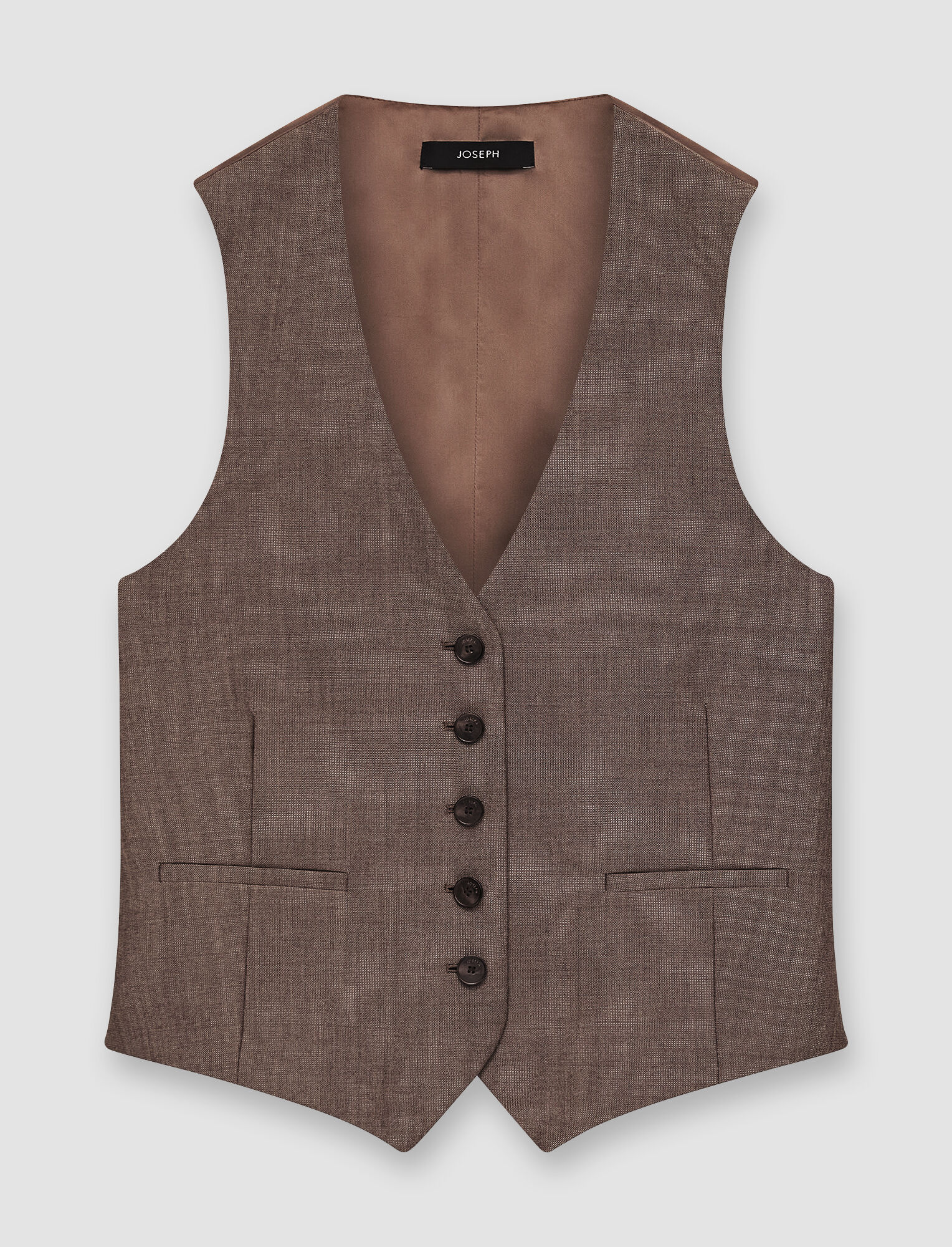 Joseph Tailoring Wool Kinglake Waistcoat In Warm Taupe Combo