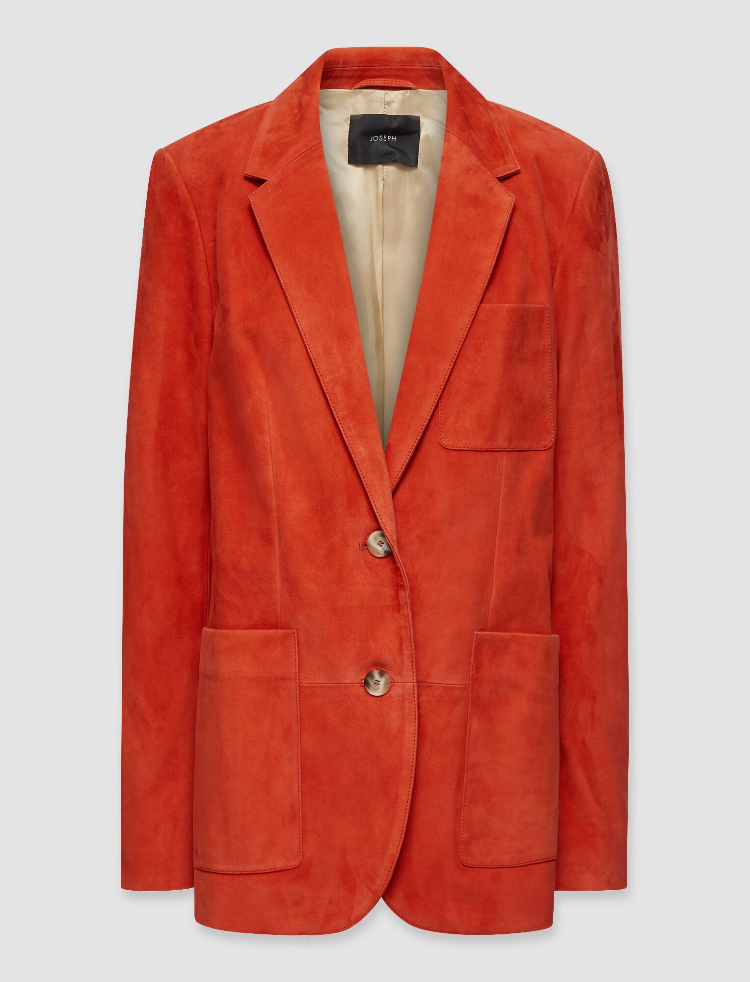 Joseph, Suede Leather Jacques Tailored Jacket, in Scarlet