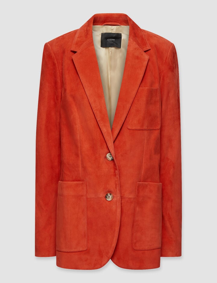 Joseph, Suede Leather Jacques Jacket, in Scarlet