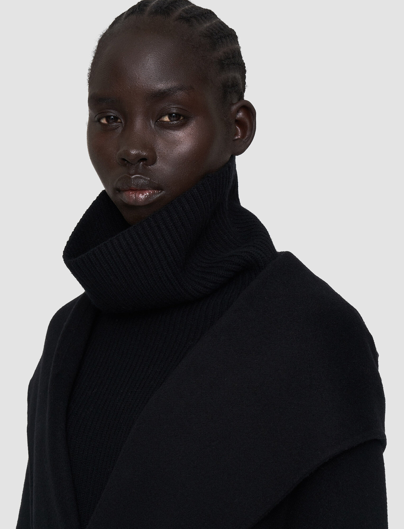 Joseph, Reversible Double Face Colour Block Aga Coat, in Black/Grey