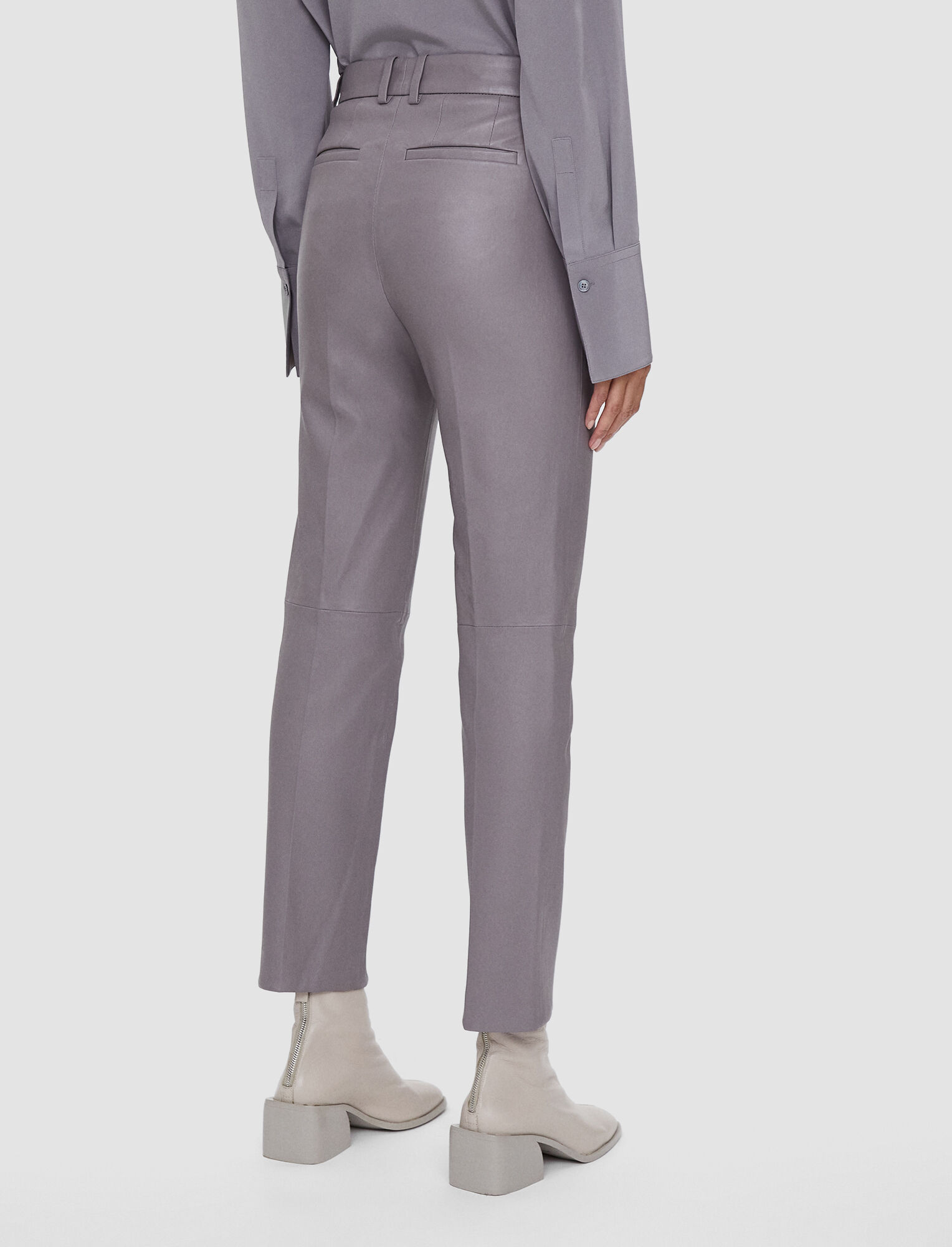 Joseph, Leather Stretch Coleman Trousers, in Mid Grey