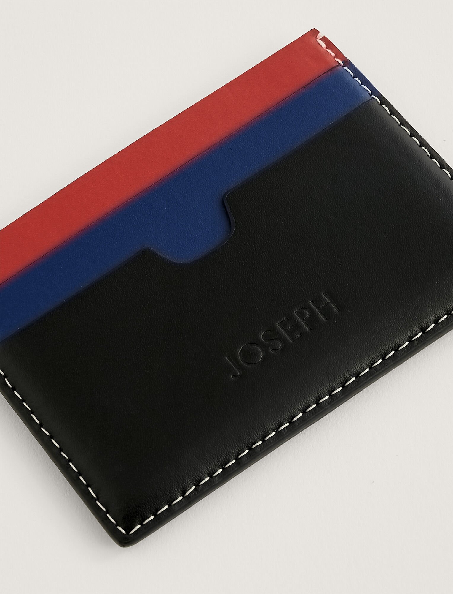 Joseph, Leather Card Holder, in MIX 2 TOMATO/COBALT/BLACK