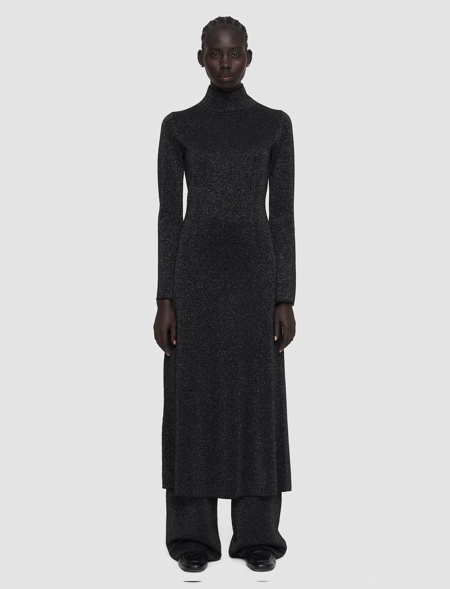 Joseph, Double Face Lurex Merino Dress, in Black