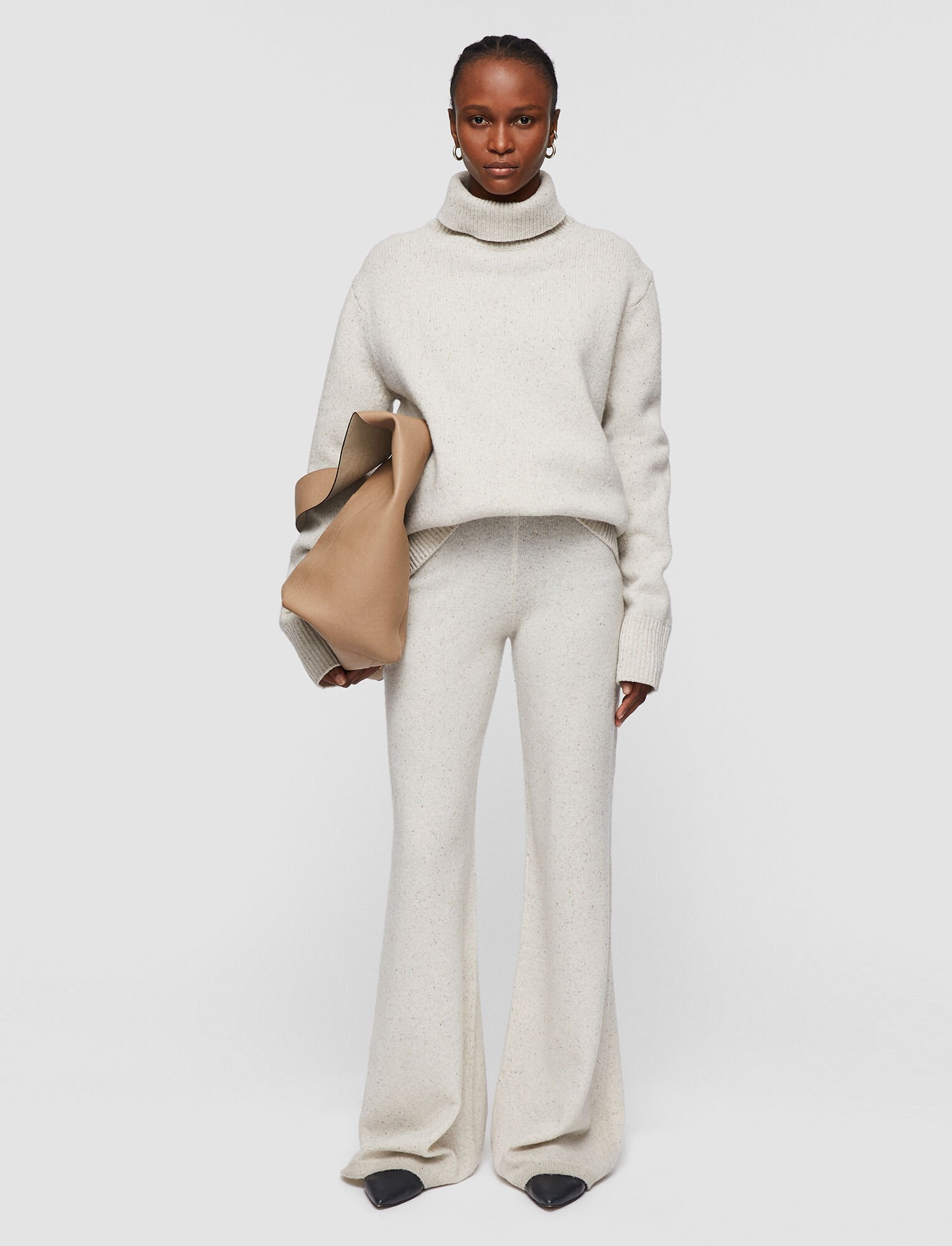 Joseph, Tweed Knit Trousers, in SANDSHELL