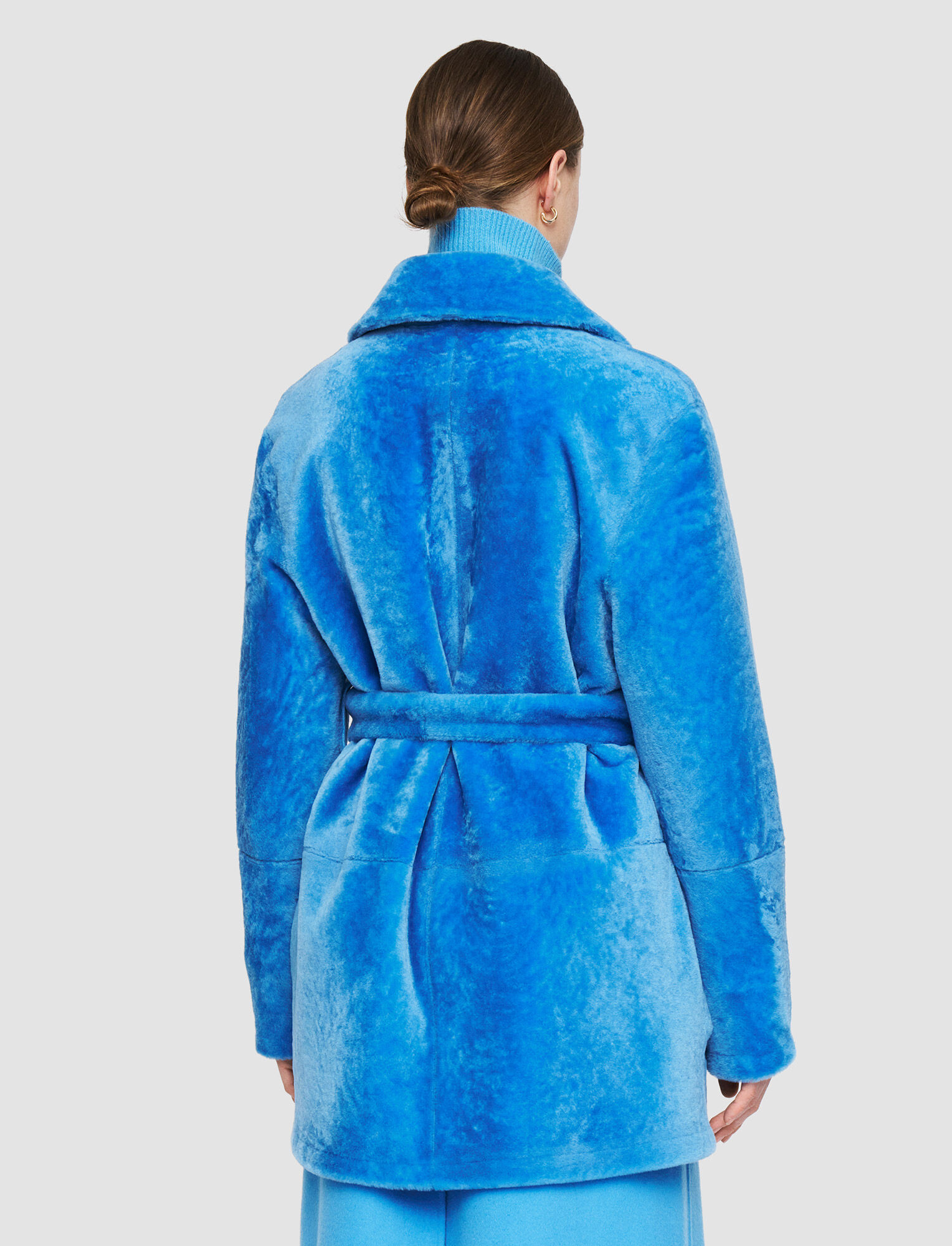 Feather Shearling Javel Coat in Blue | JOSEPH EU