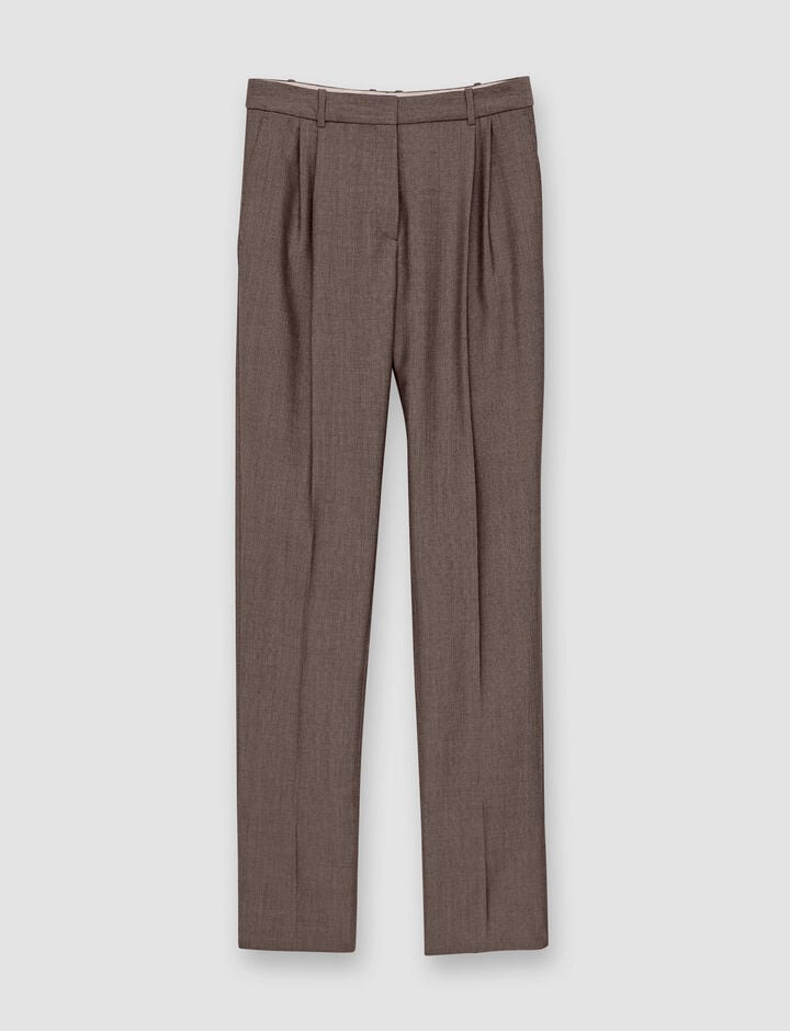 Joseph, Tailor Mohair Turnchapel Trousers, in Warm Taupe Combo