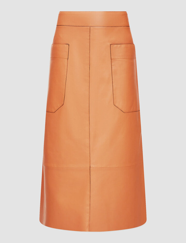Joseph, Blomfield-Skirt-Nappa Leather, in Caramel