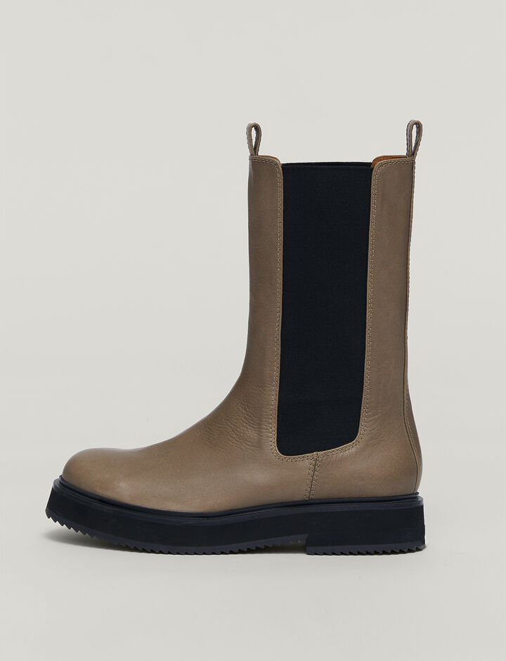 Joseph, Leather British Chelsea Boots, in TAUPE
