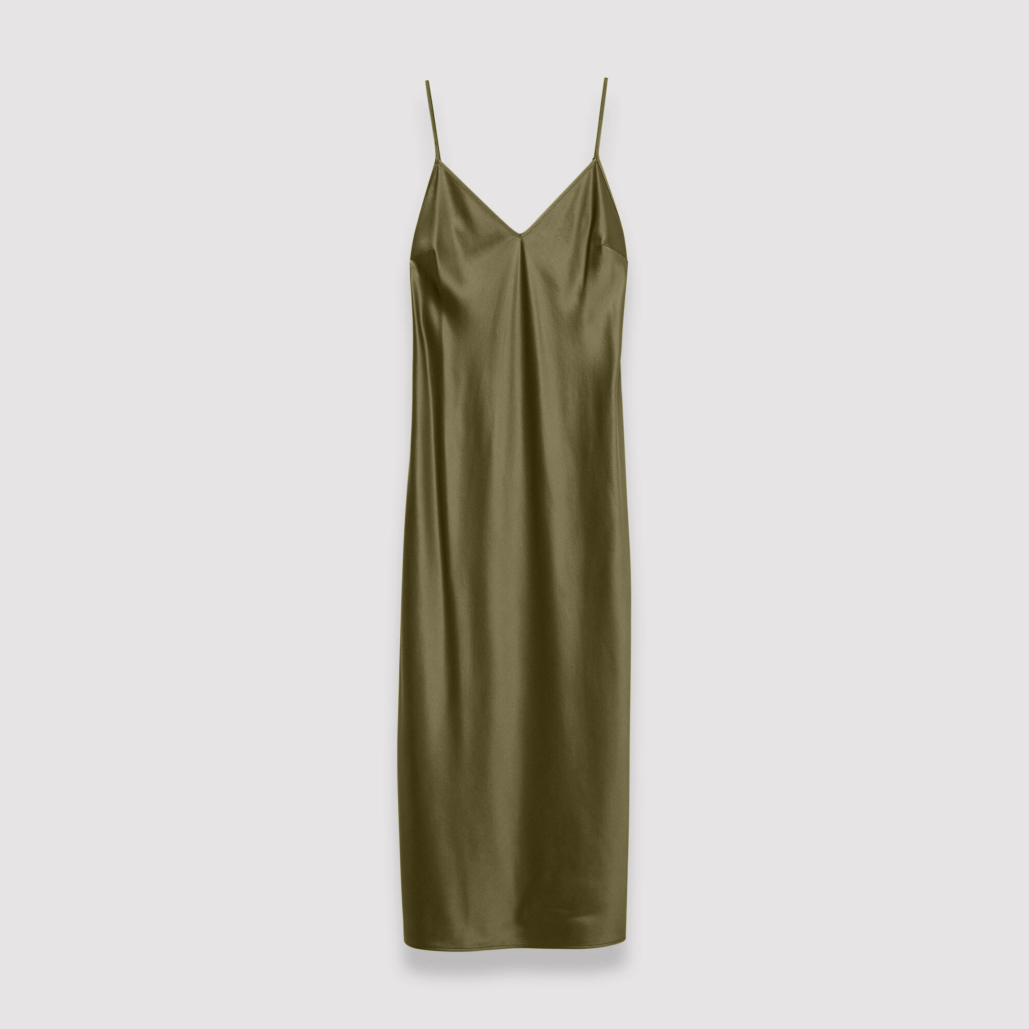 Joseph Silk Satin Clea Dress In Dark Olive
