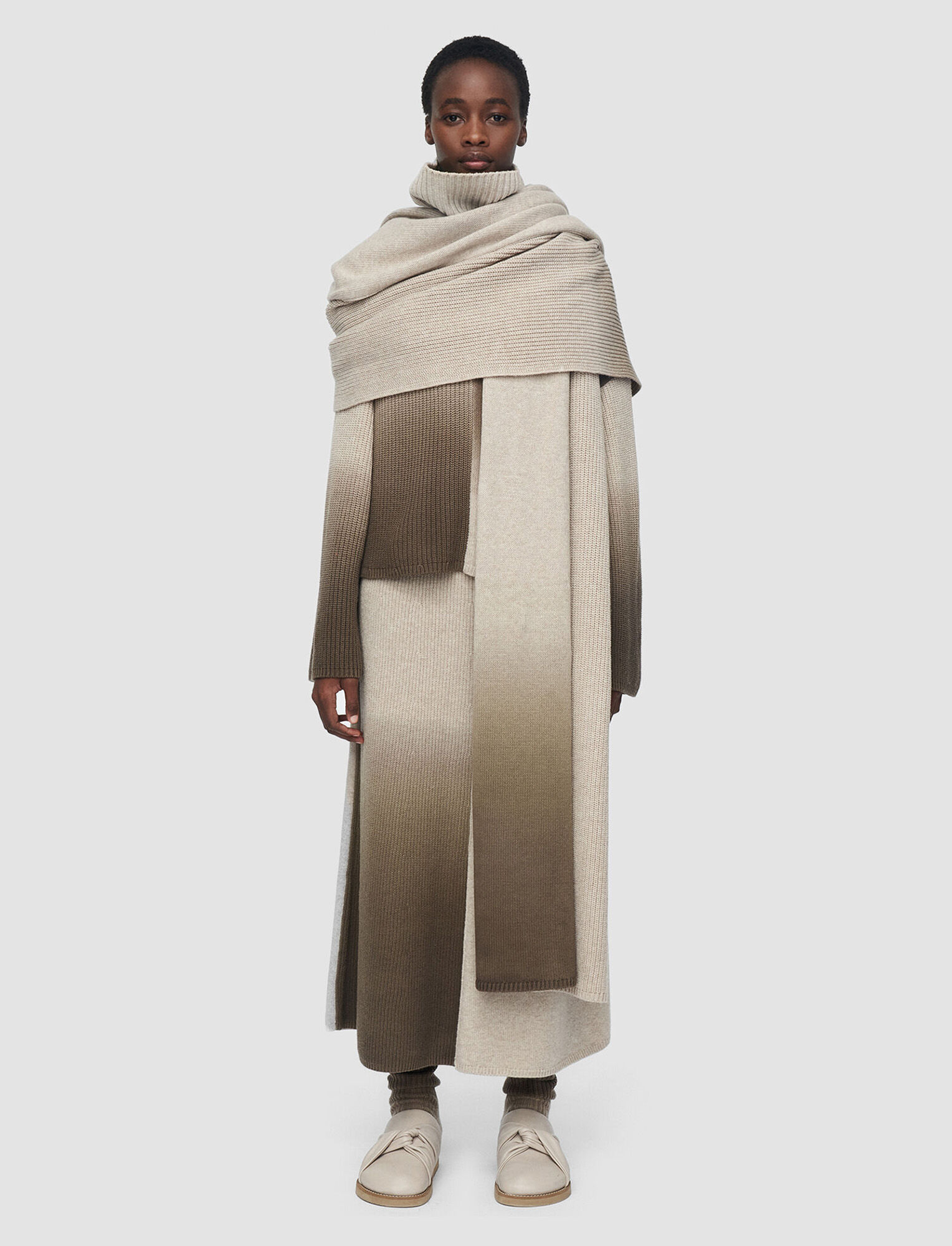 Joseph, Painted Wool Cashmere Scarf, in Cobble Stone