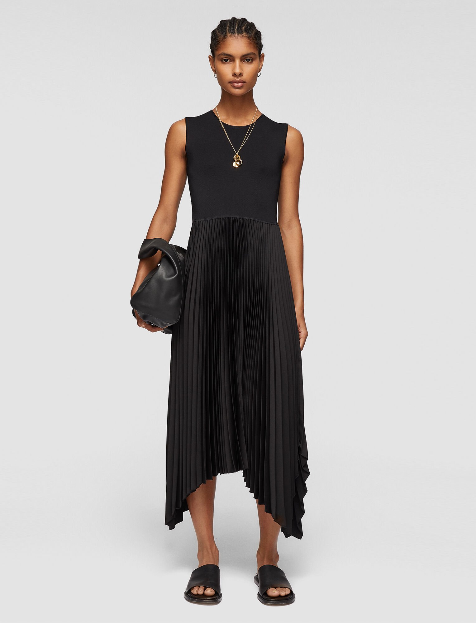 Knit Weave Plissé Dera Dress in Black | JOSEPH US