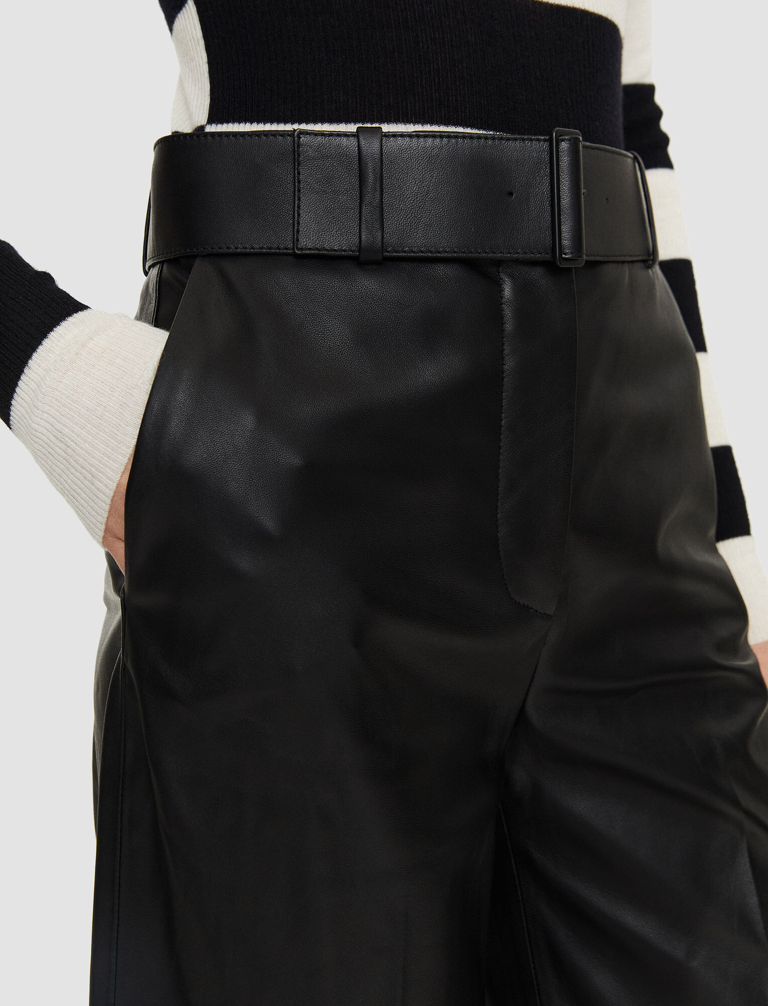 Joseph, Nappa Leather Taja Trousers, in Black