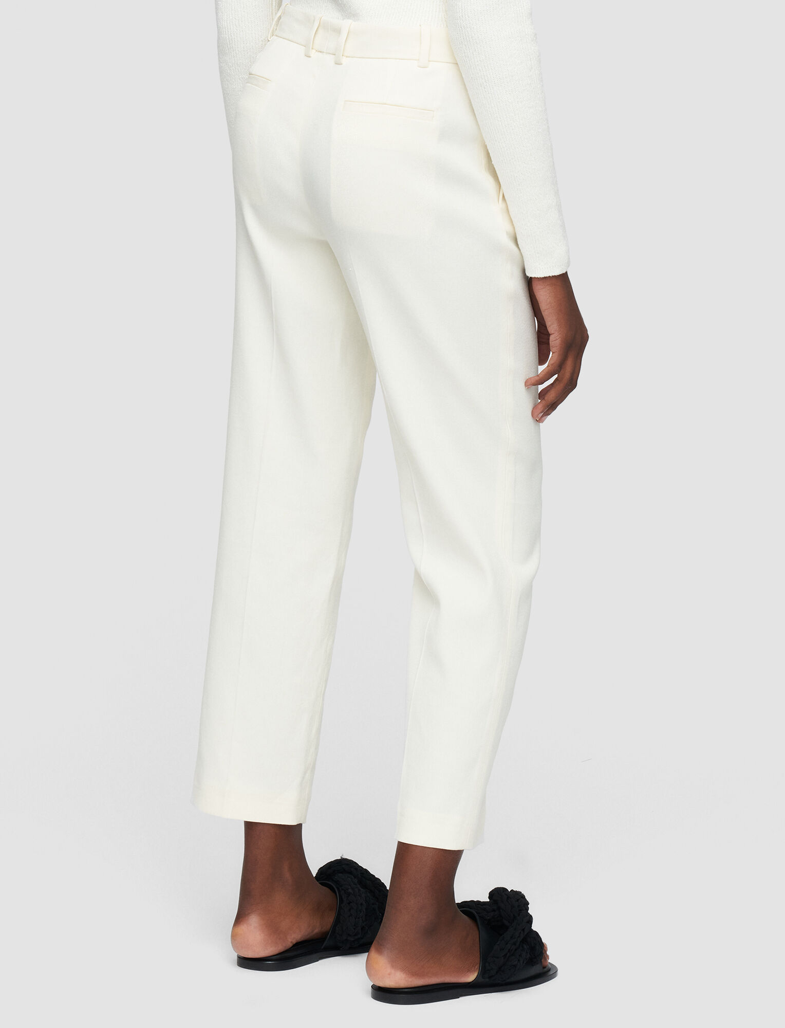 Joseph, Crepe Linen Stretch Trina Trousers, in Ivory