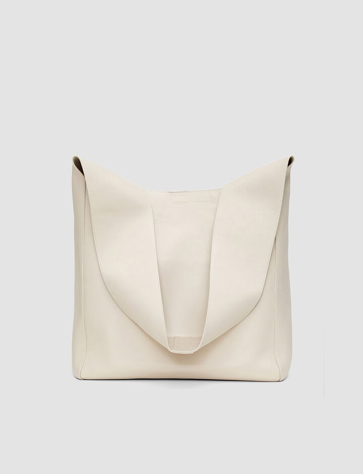 Joseph, Leather Slouch Bag, in Oyster White