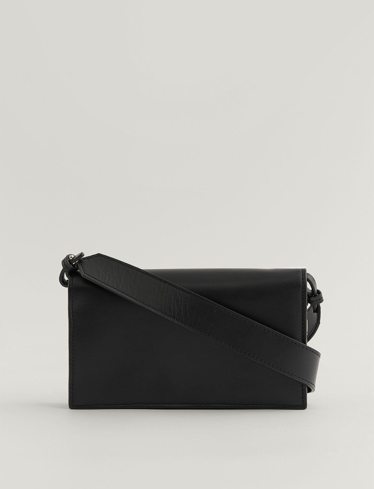 Joseph, Leather Shoulder Wallet, in BLACK