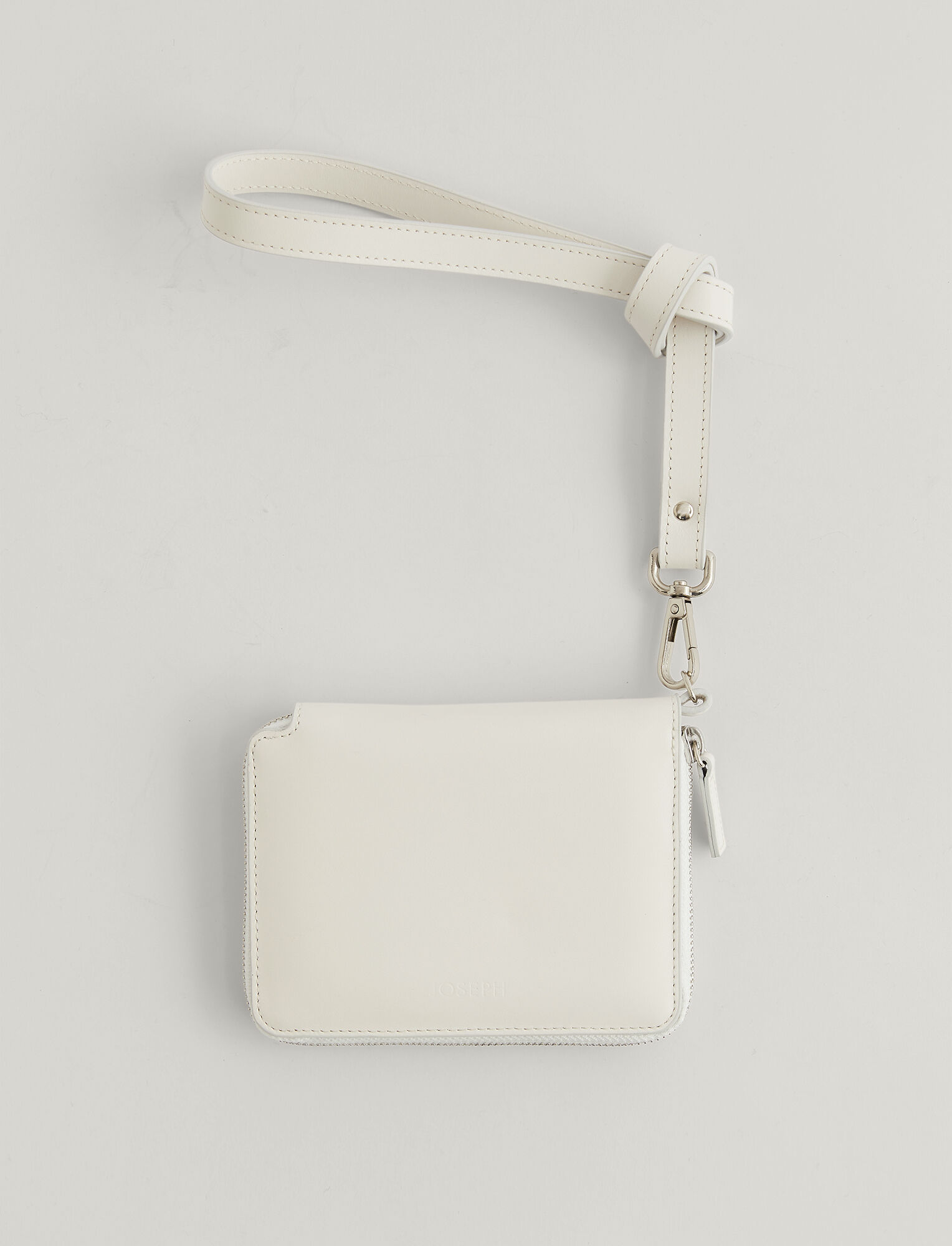 Joseph, Leather Strap Zip Wallet, in OFF WHITE