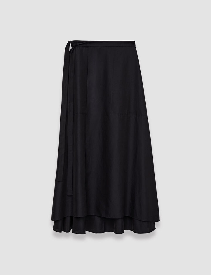 Joseph, Light Cotton Sateen Alix Skirt, in Black