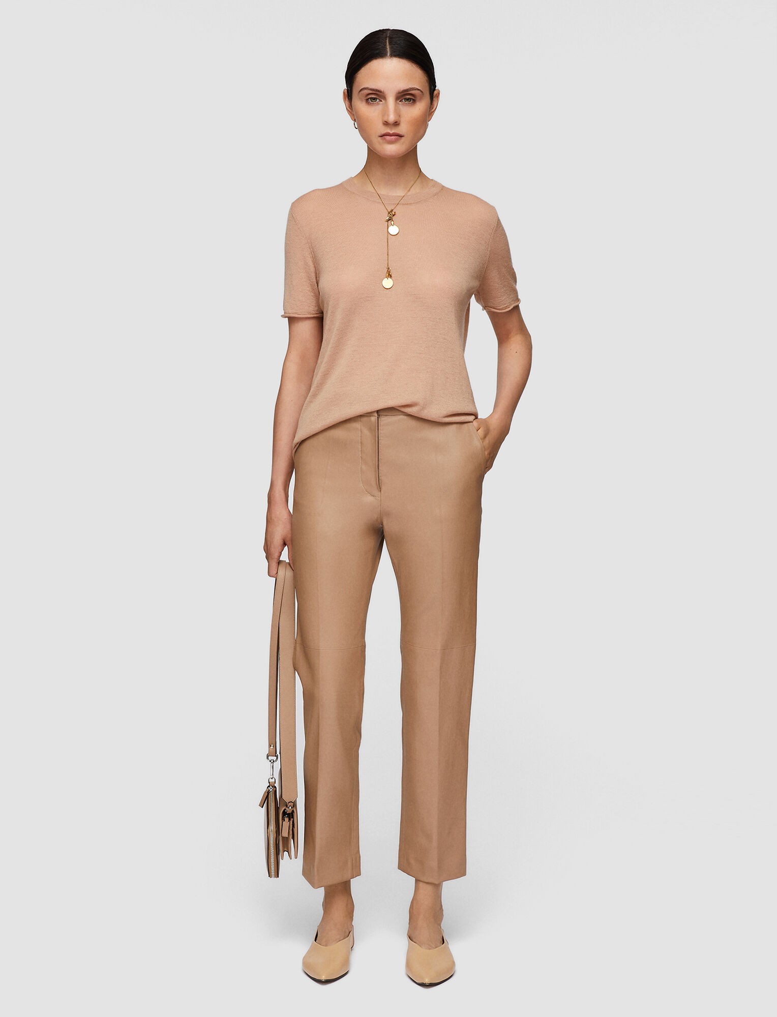 Joseph, Leather Stretch Coleman Trousers, in SIROCCO