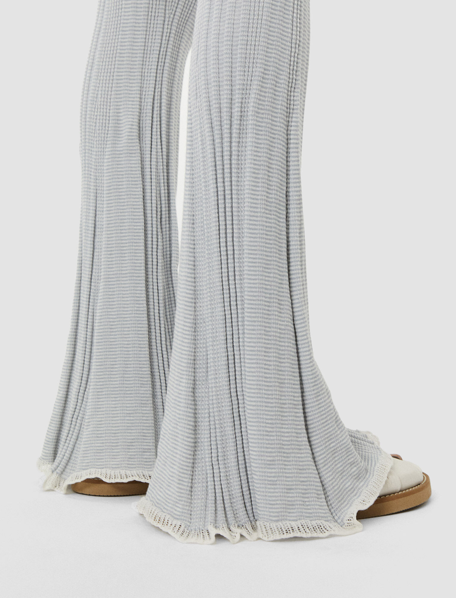 Joseph, Light Cotton Stripe Trousers, in Dusty Blue Combo