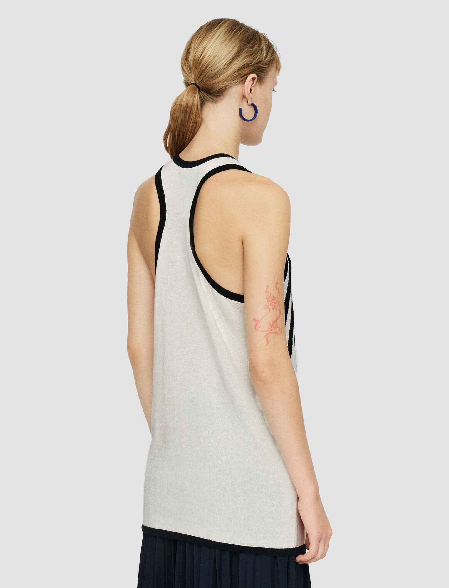 Joseph, Cretto Jacquard Knitted Tank Top, in Ivory Combo