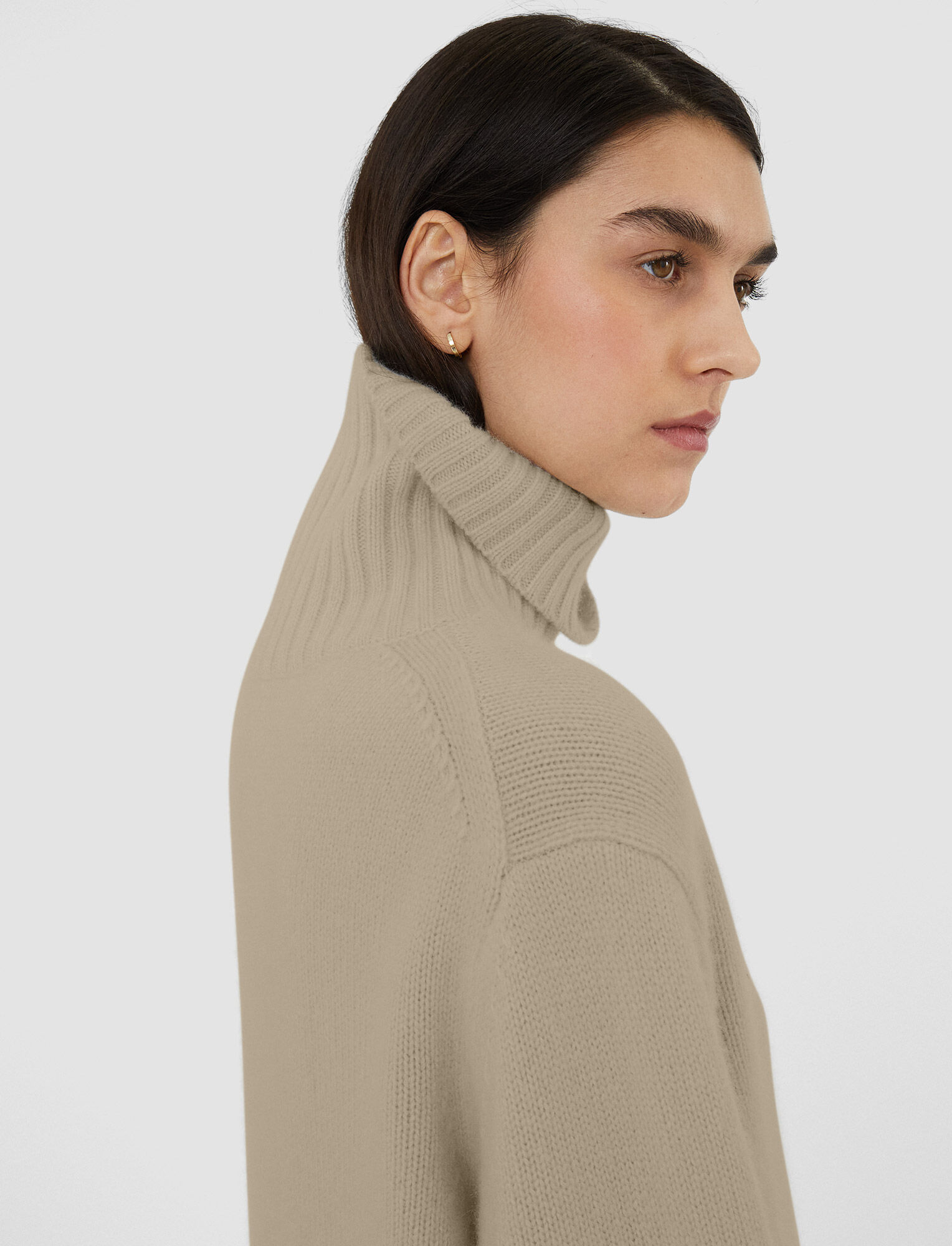 Joseph, Luxe Cashmere High Neck Jumper, in Pewter