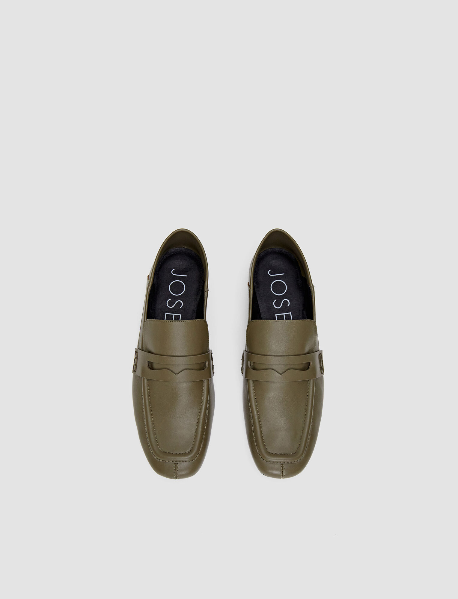 Joseph, Leather Loafers, in Dark Olive