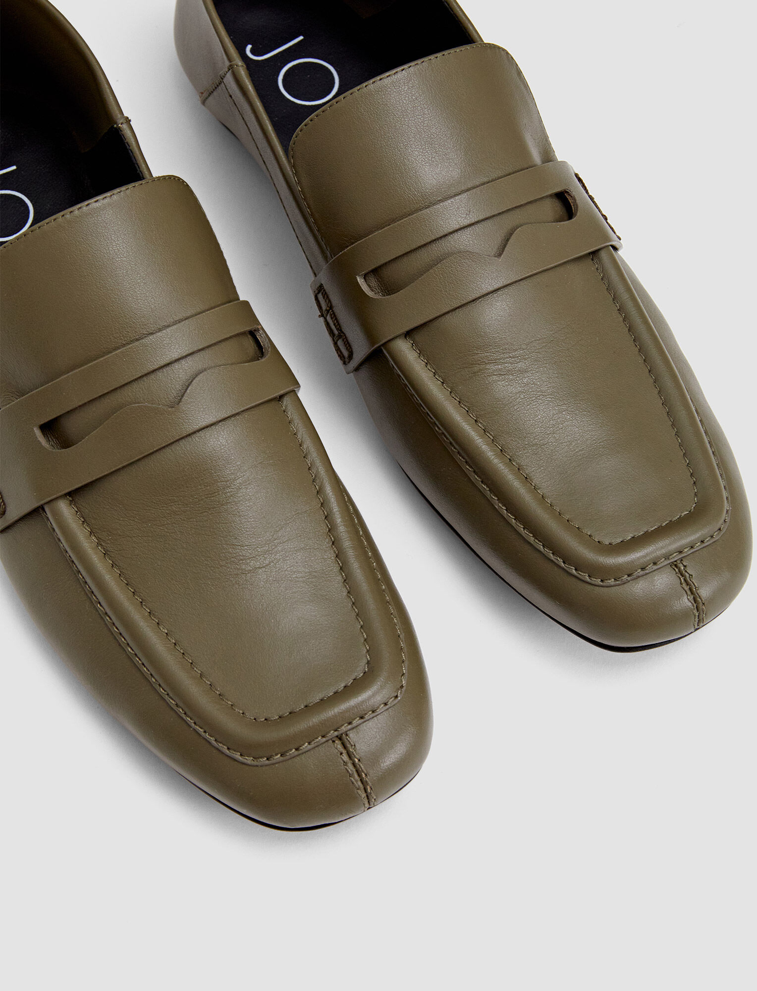 Joseph, Leather Loafers, in Dark Olive