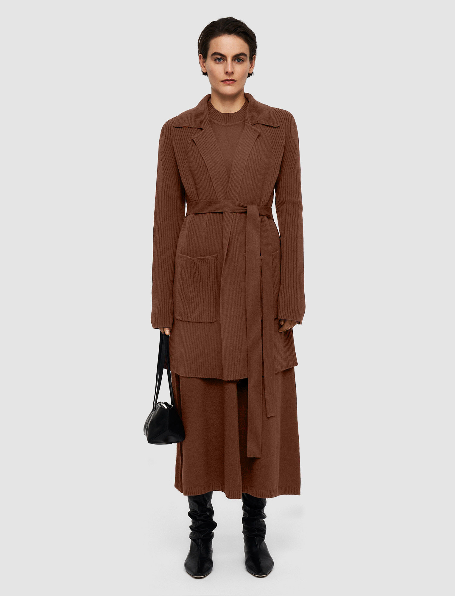 Silk Cashmere Coat in Brown | JOSEPH UK