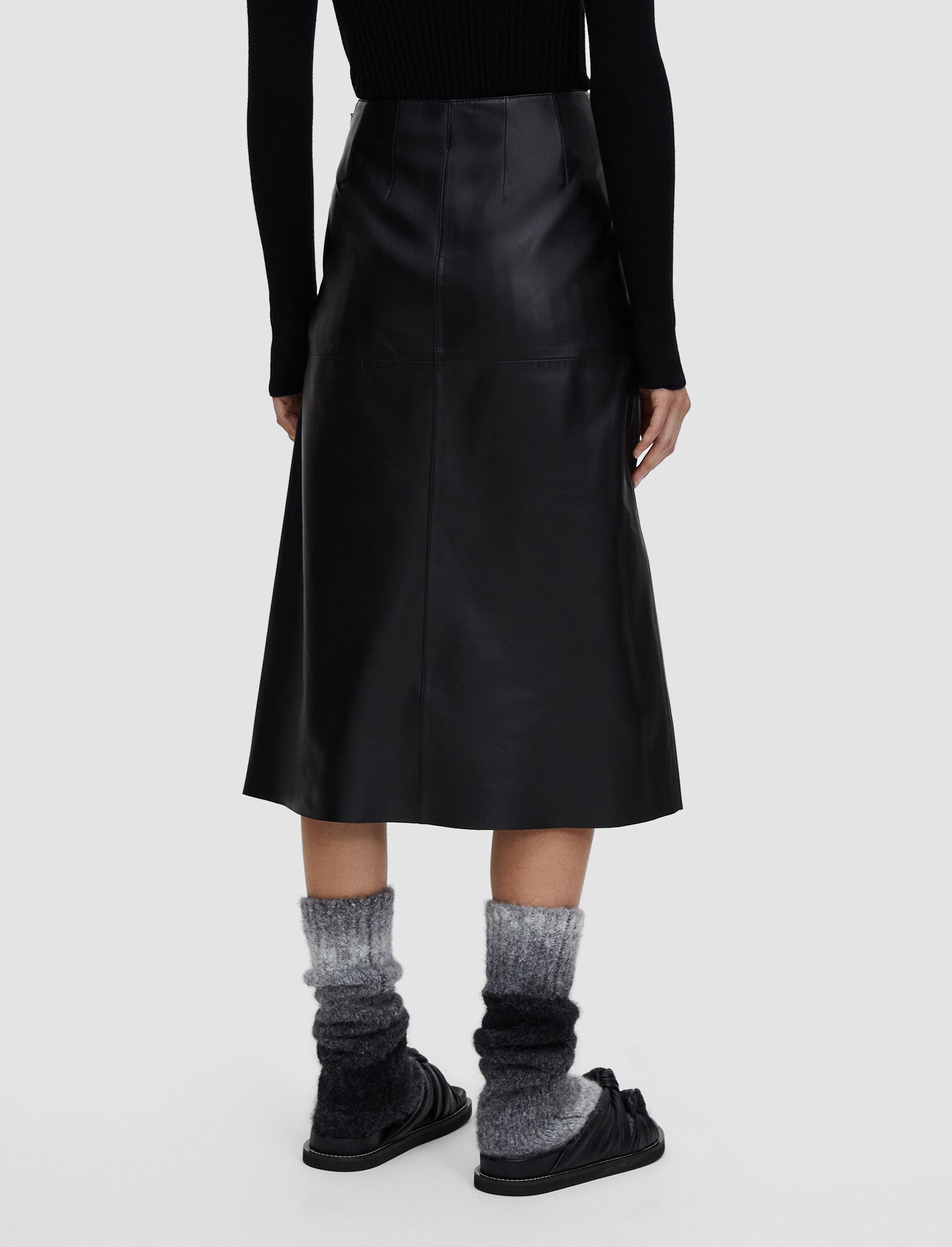Joseph, Nappa Leather Sidena Skirt, in Black