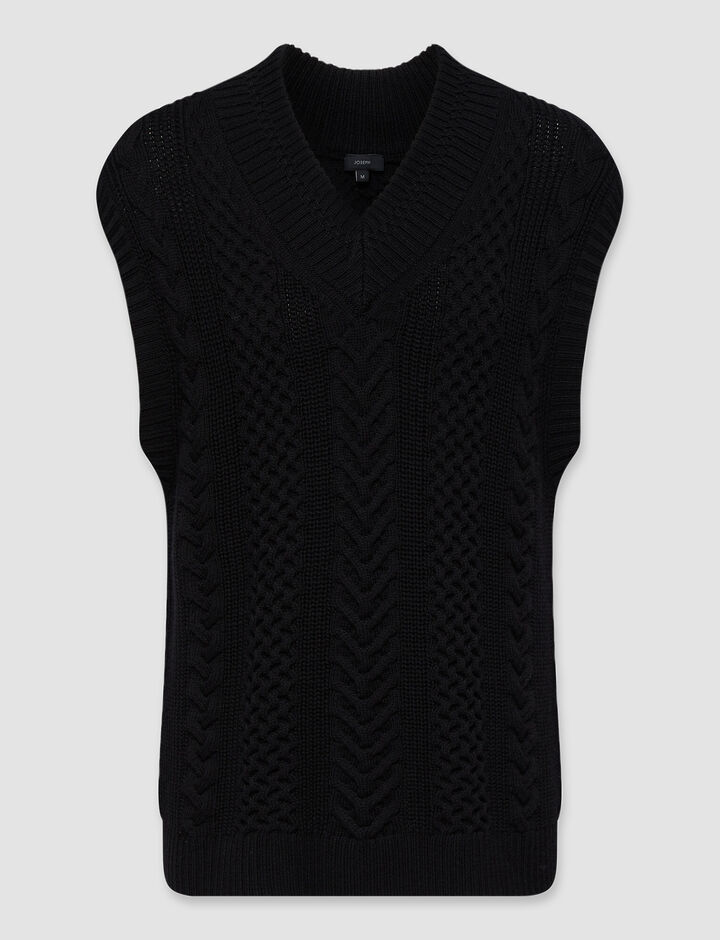 Joseph, Worsted Cable Knit, in Black