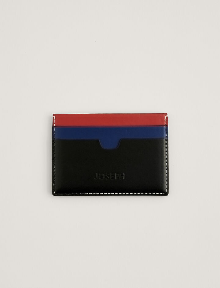 Joseph, Leather Card Holder, in MIX 2 TOMATO/COBALT/BLACK