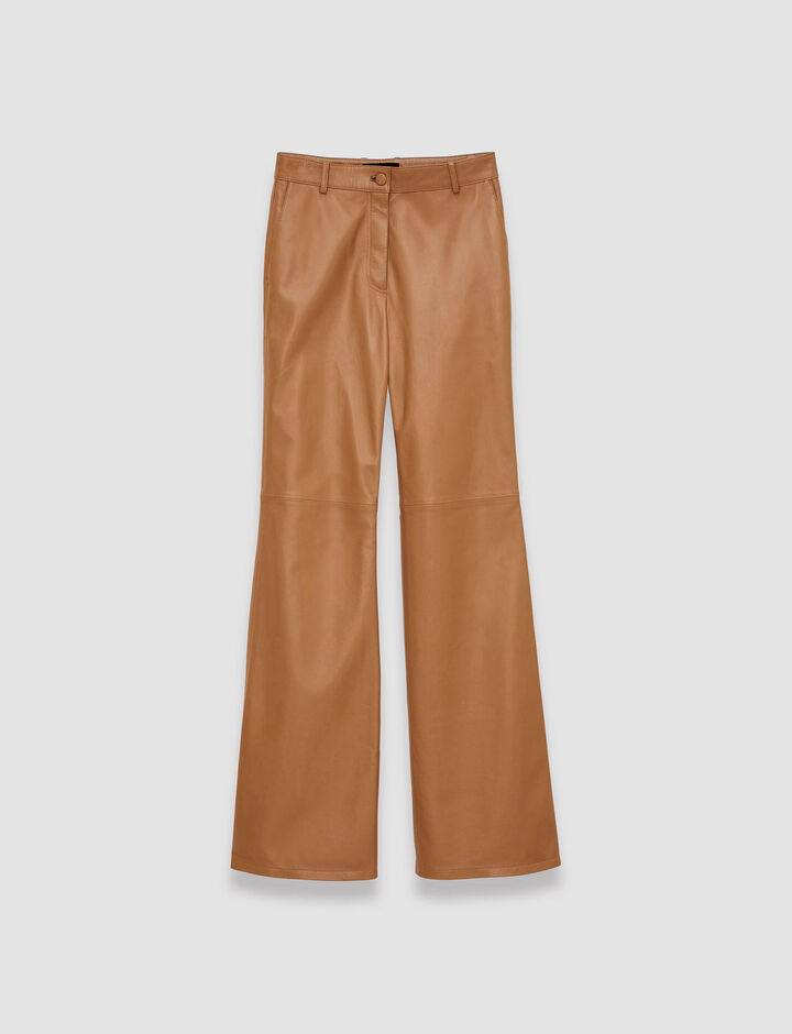 Joseph, Nappa Leather Tessier Trousers, in Clay
