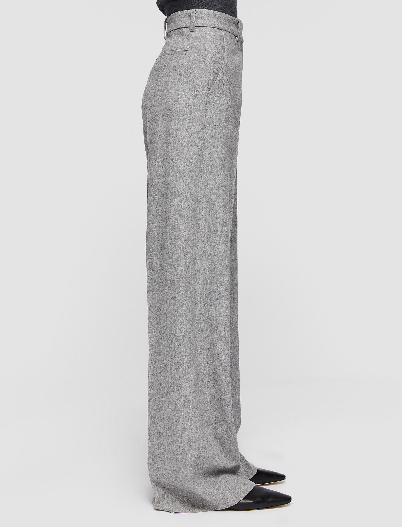 Joseph, Felted Flannel Alana Trousers, in Dove Grey
