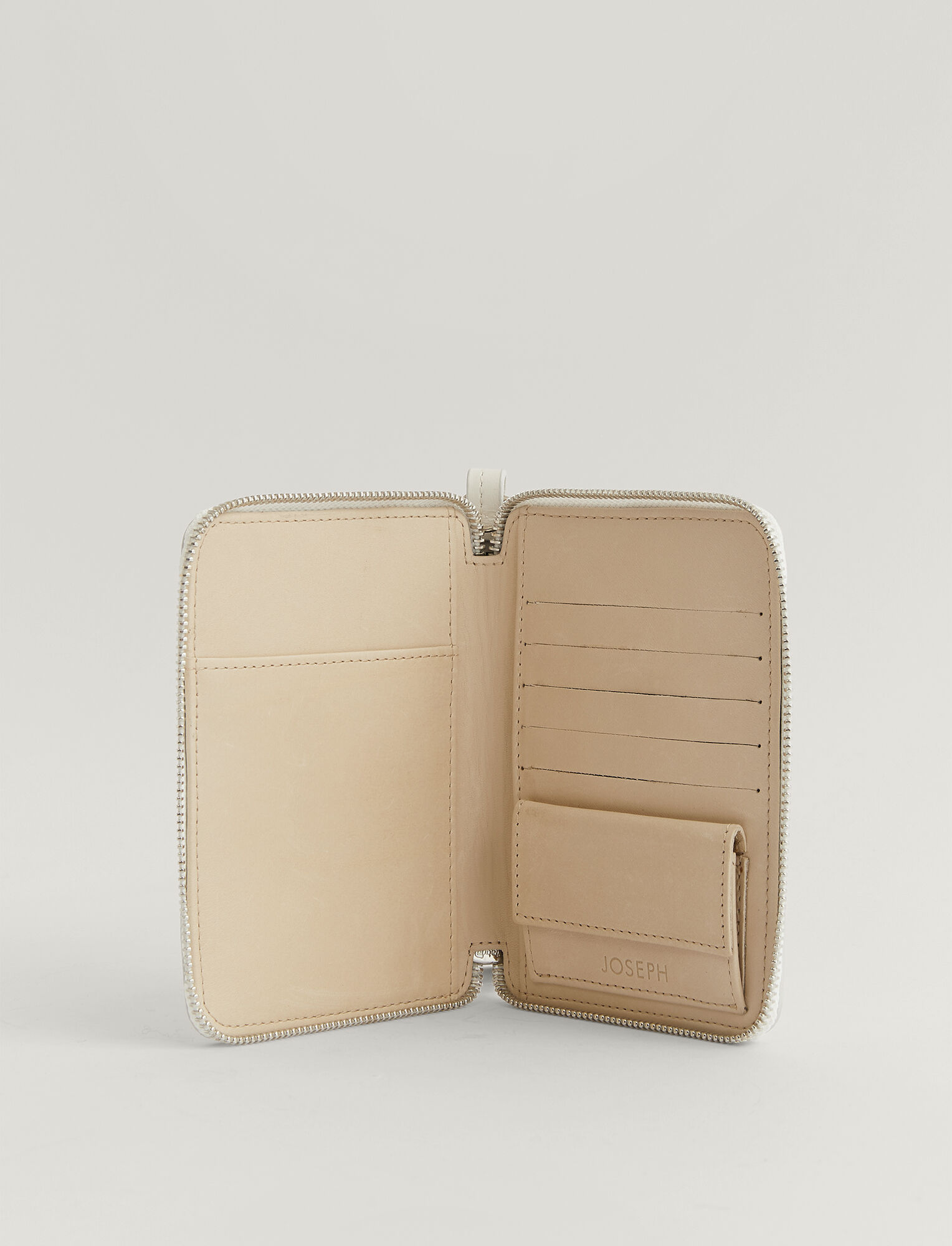 Joseph, Leather Strap Zip Wallet, in OFF WHITE